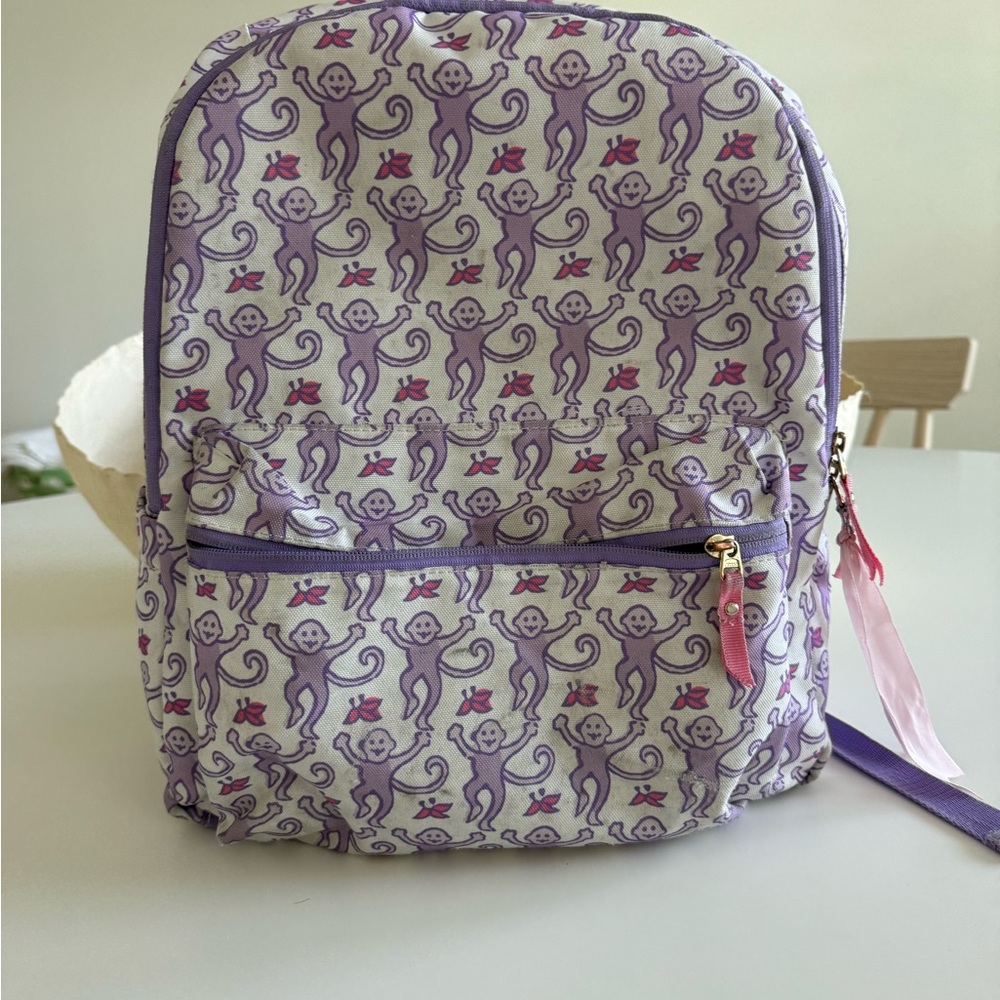 Roller Rabbit Purple Monkey Print Kids Backpack and Lunch bag